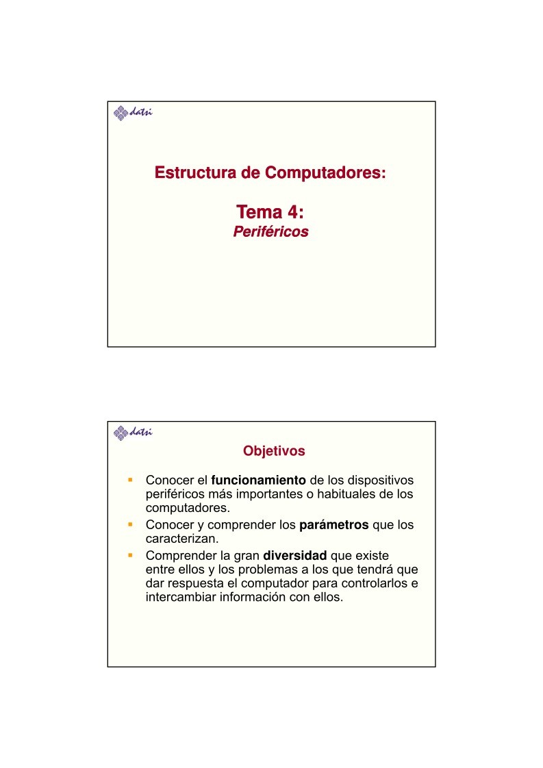 Imágen de pdf Tema 4: Periféricos - Estructura de Computadores